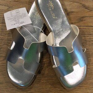 NWT Metallic Silver Lissa Slip On Sandals SZ 6